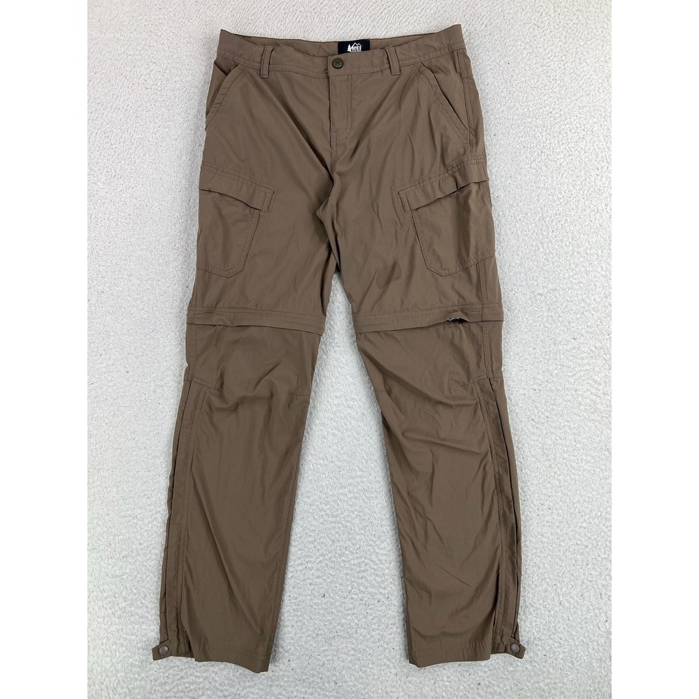 REI Co-op Pants Kids 14-16 Brown Convertible Hiking Zip Off Cargo Nylon Stretch